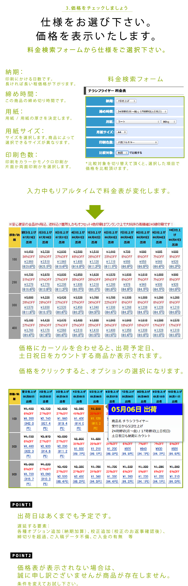 仕様をお選びください