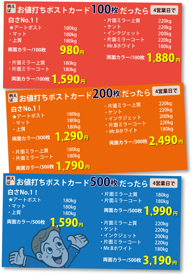 両面印刷も片面印刷と同じ価格で！