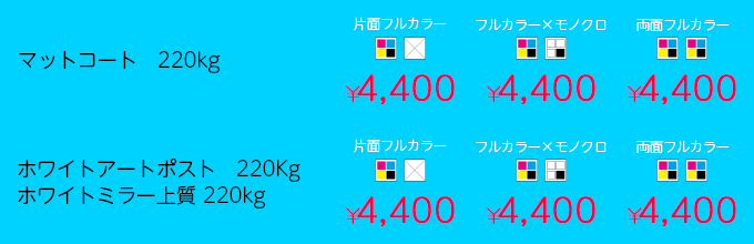 5営業日500枚刷り料金表