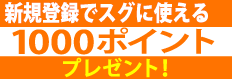 新規会員登録ですぐに使用できるポイント1000ポイントをプレゼント！